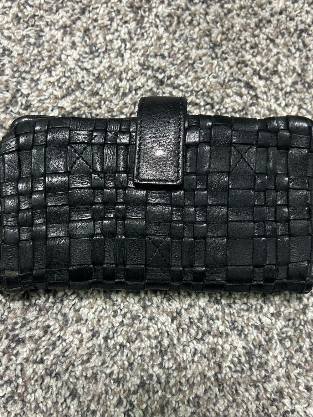 VILENCA Holland Woven Leather Wallet Clutch No Strap #158 BLACK